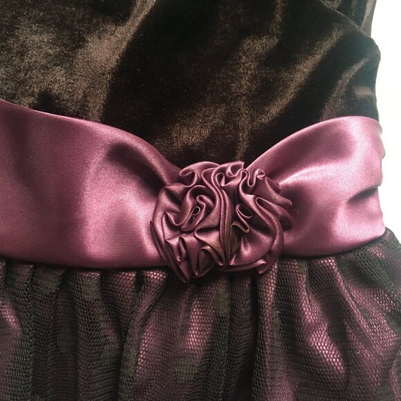 Peachy Kids Girls Dress Size 4 Velvet Top Ruffle Shimmer Bottom Tie-Back Rose - Picture 5 of 15